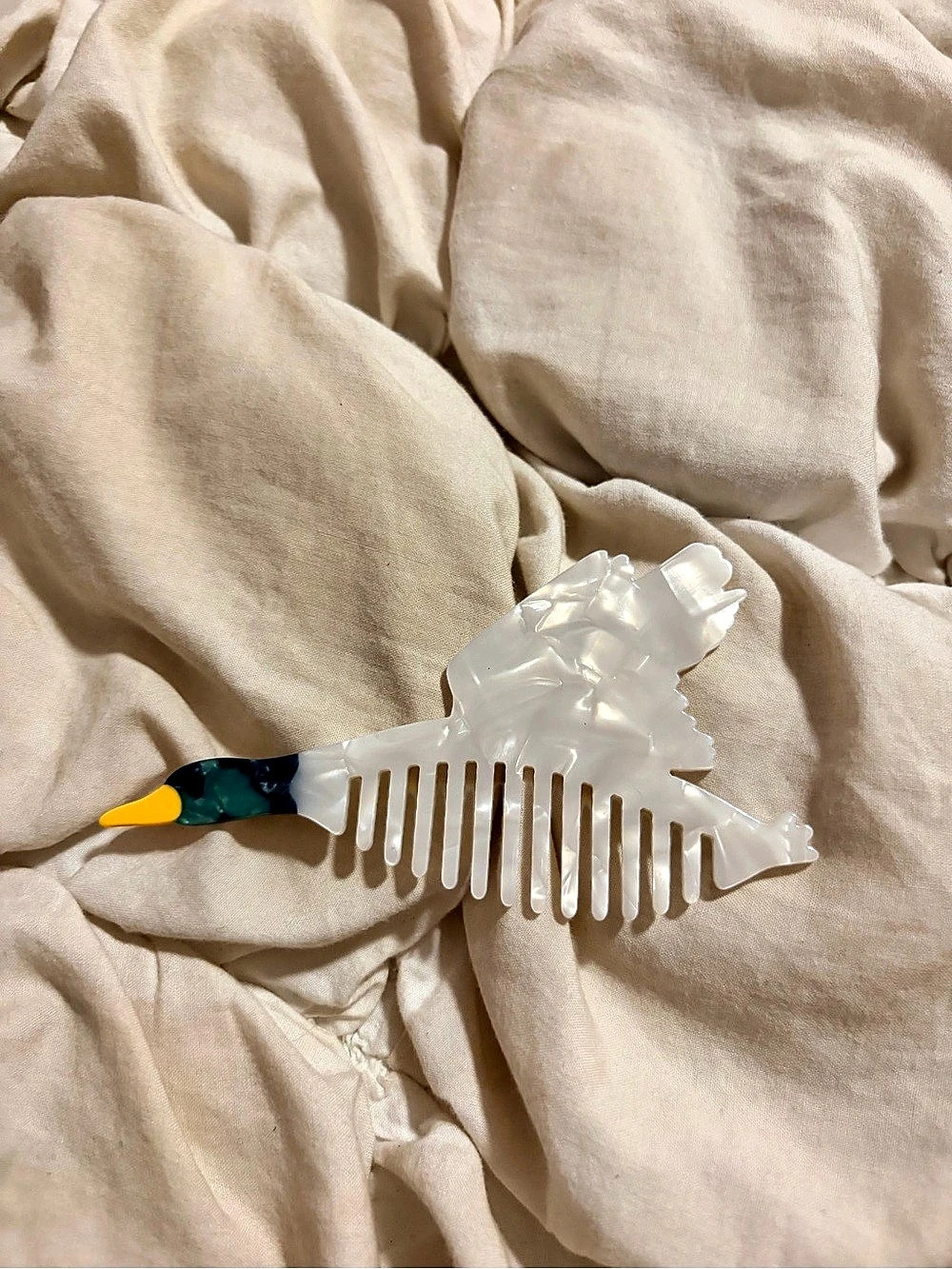 White & Green Mallard Duck Hair Claw Clip